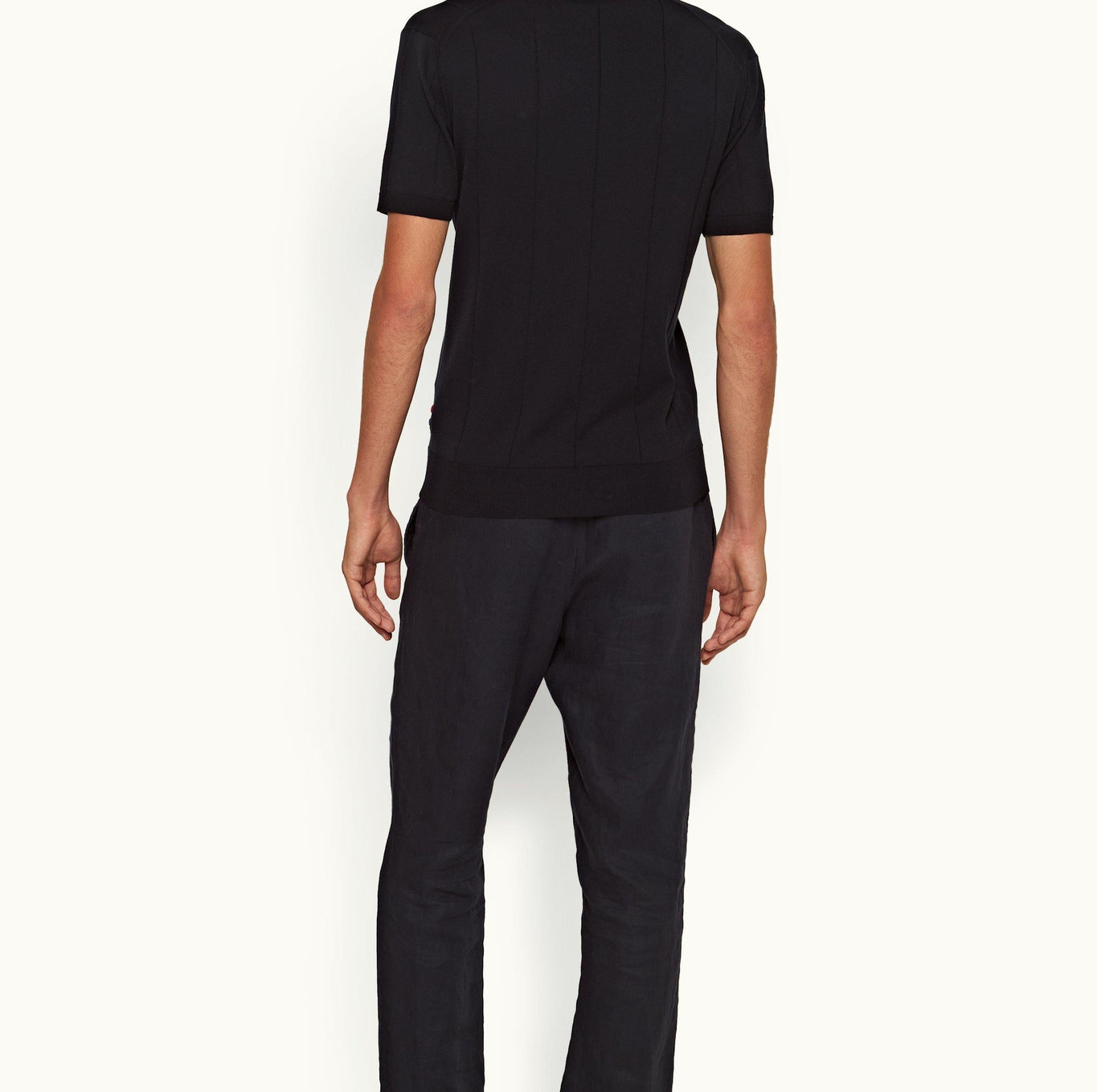 Horton Cotton Silk Tailored Fit Silk-Cotton Polo Shirt | Night Iris