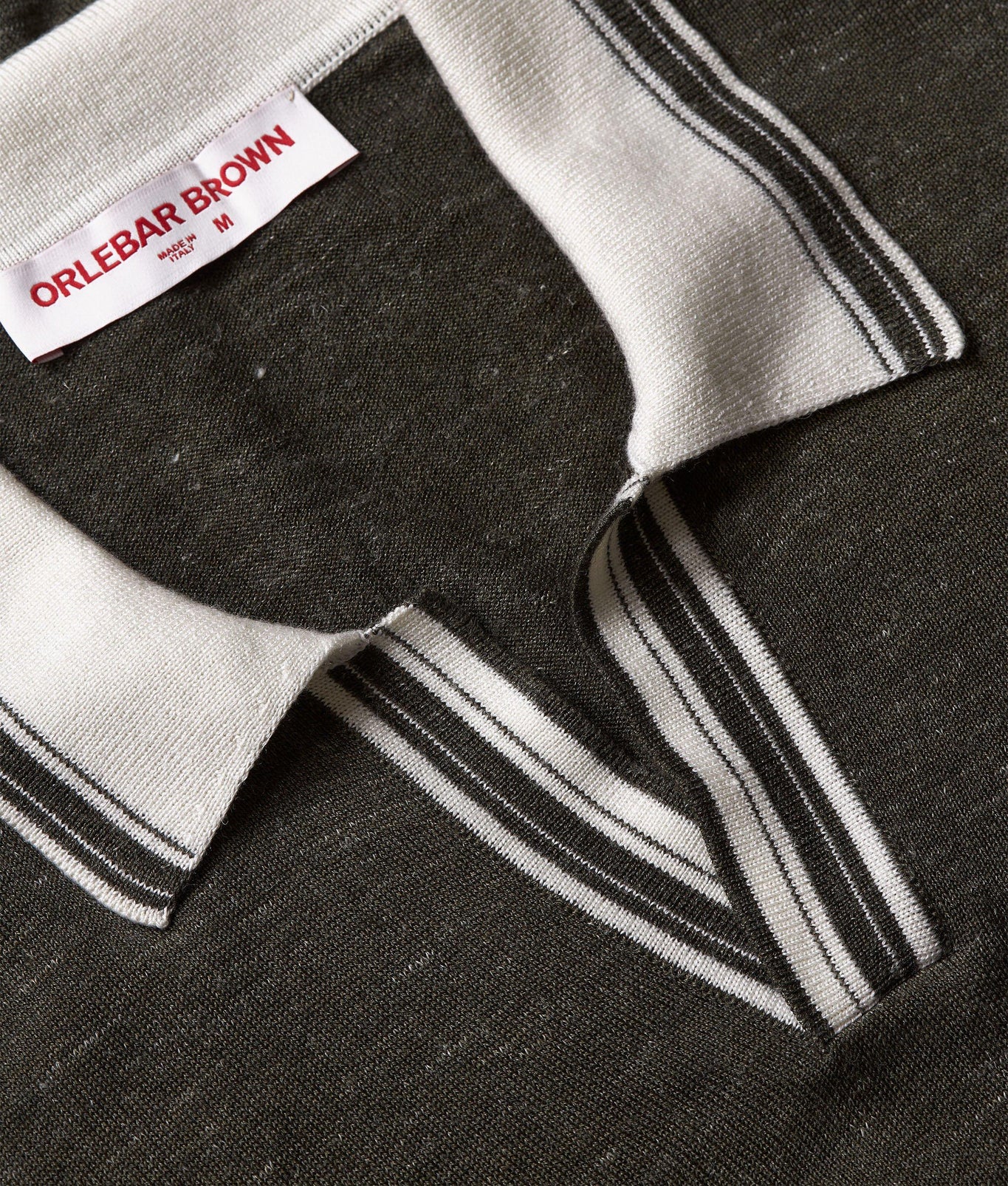 Horton Tipping Multi-Stripe Tipping Merino-Silk Polo Shirt Knitted | Smoked Tea/White Sand