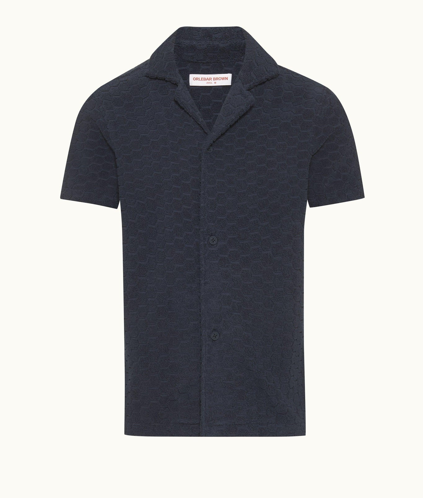 Howell Towelling Atom Jacquard Relaxed Fit Capri Collar Cotton Towelling Shirt | Night Iris