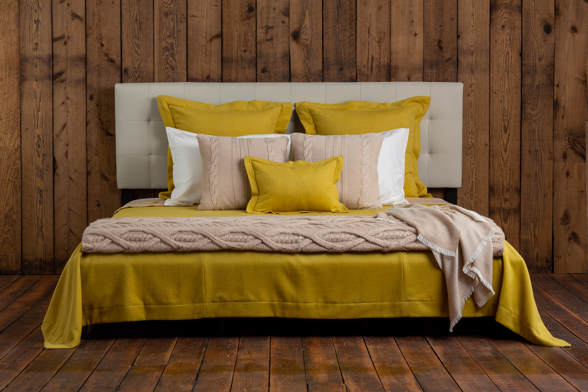 Home | Hudson Bed Blanket | French Yellow / Beige