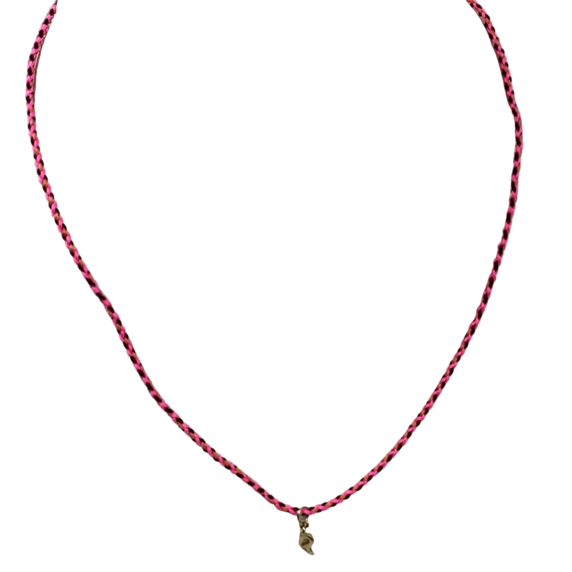 Cord Initial Necklace | 10K Yellow Gold | Pink/Black Adjustable Cord