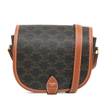 Celine | Pre-Owned Medium Triomphe Coated Canvas Folco Crossbody - III | Brown/Dark Brown