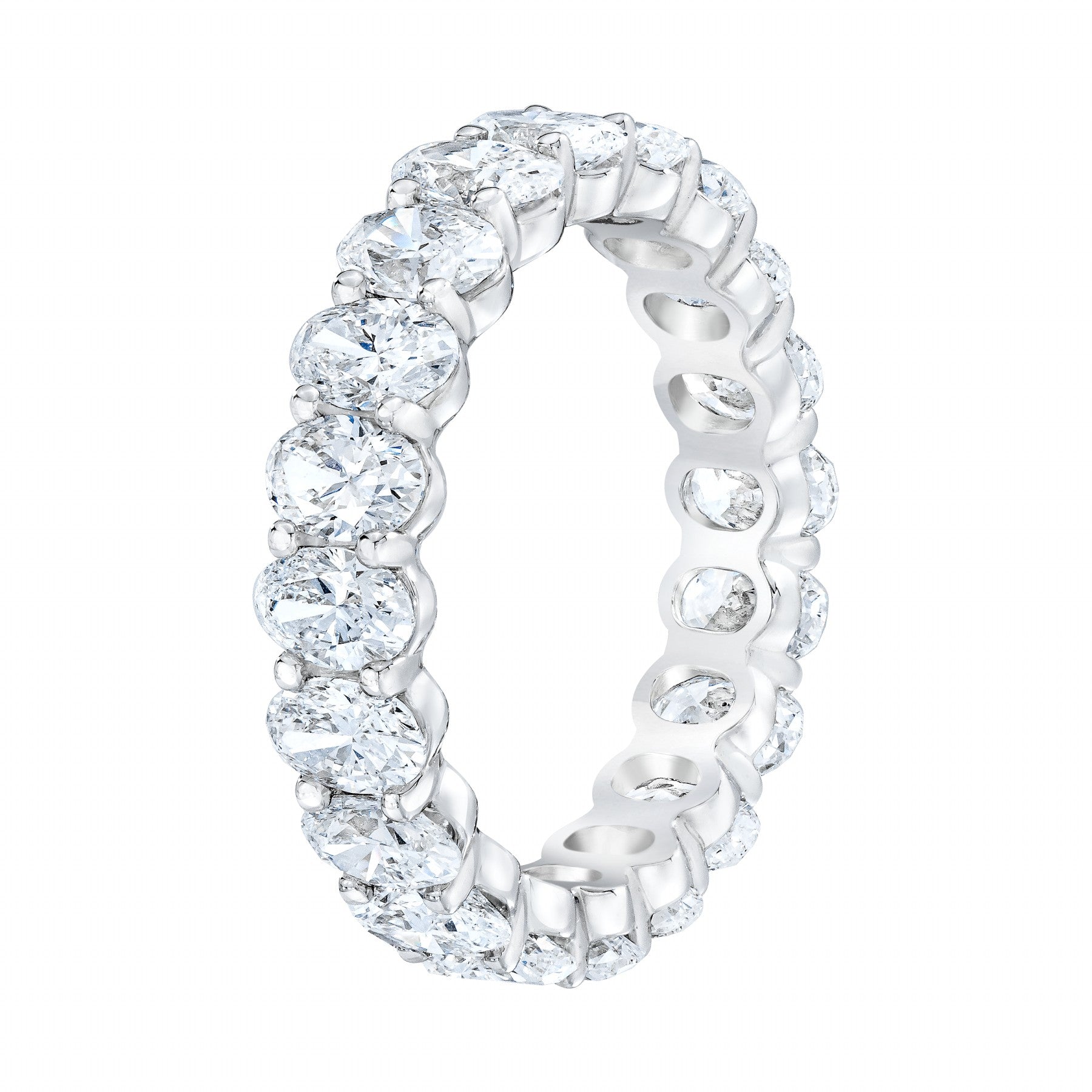 Womens | Eternity Band Ring | 14K White Gold | 4.5 CTW Oval Cut Natural Diamond | J-K-VS2