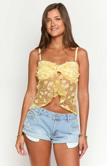 Isabella Sequin Strapless Top | Yellow