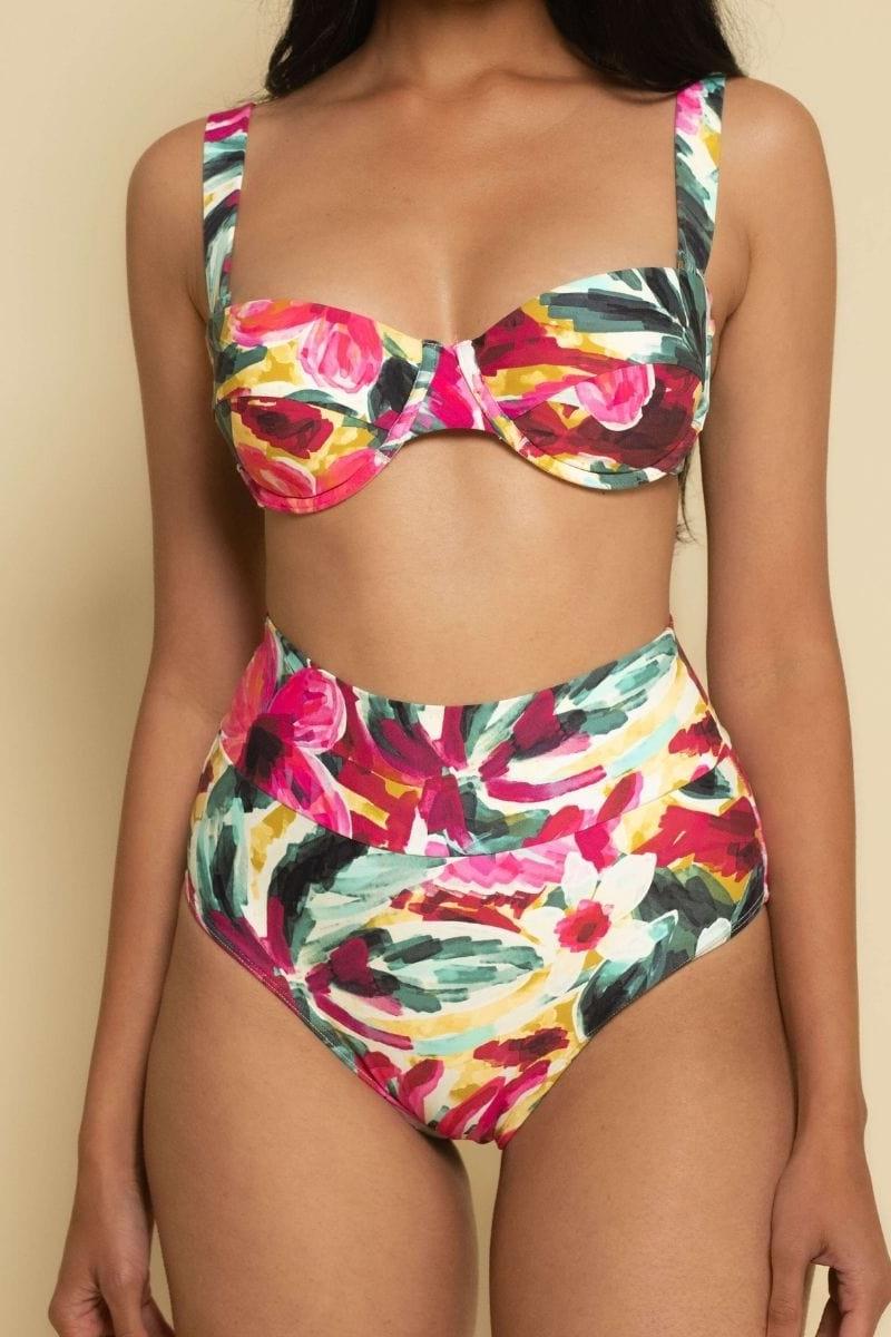 Added Coverage High Rise Bikini Bottom | Isla Floral