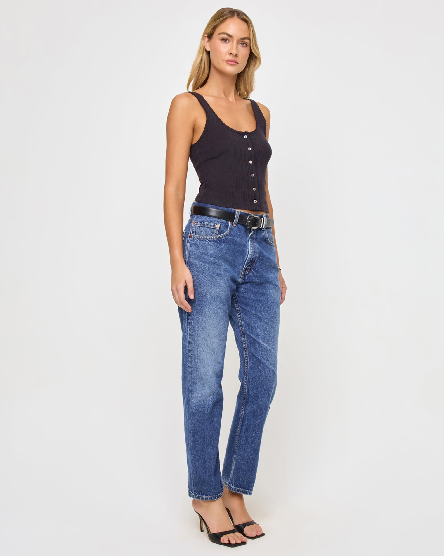 Jeanie Pointelle Tank | Black