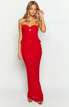 Jacqulin Strapless Top | Red
