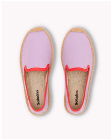 The Smoking Slipper - Contrast Piping - Lavender / Red - Kids' - Kids' Espadrilles - Lavender / Red - Soludos - 