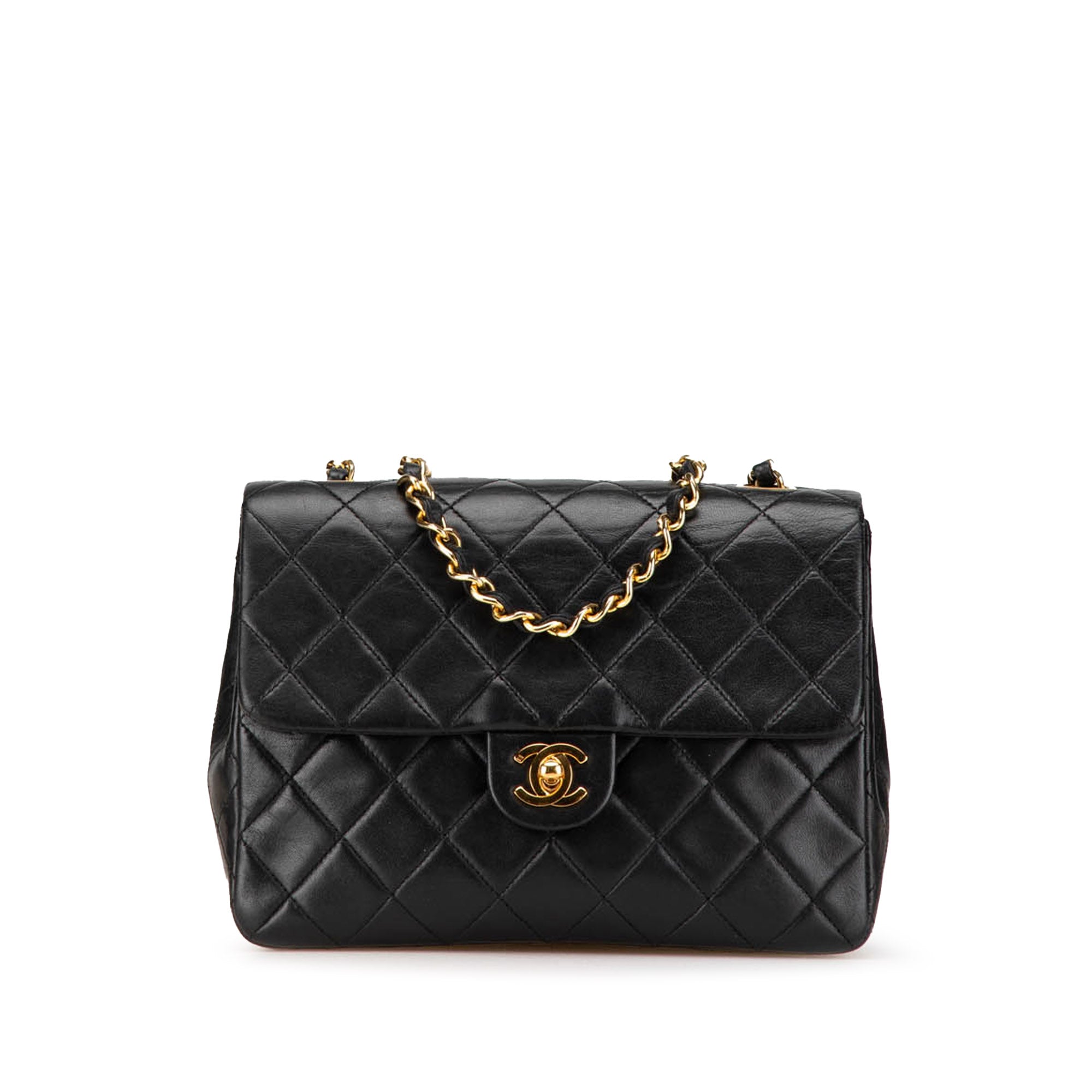 Chanel | Pre-Owned Small Square Quilted Lambskin Flap - II | Black