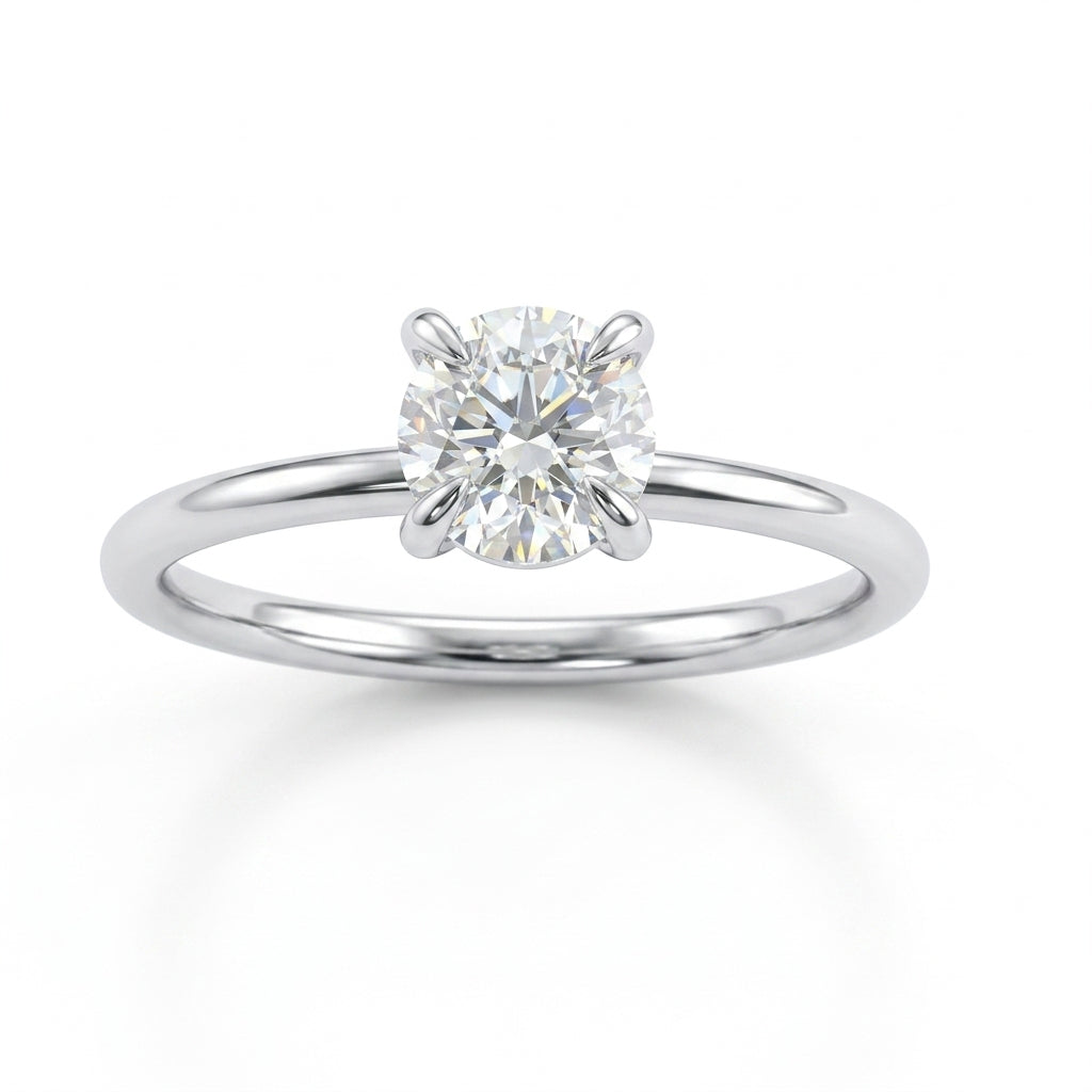 Womens | Solitaire Engagement Ring | 14K White Gold | 1.50 CTW Round Cut Lab Grown Diamond | H-VS
