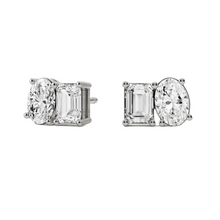 Womens | Stud Earrings | 14K White Gold | 2.50 CTW Oval Cut Lab Grown Diamond | G-SI
