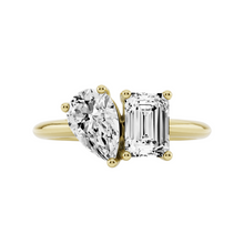 Womens | Two Stone Engagement Ring | 10K Yellow Gold | 1.25 CTW Pear Cut Lab Grown Diamond | G-SI