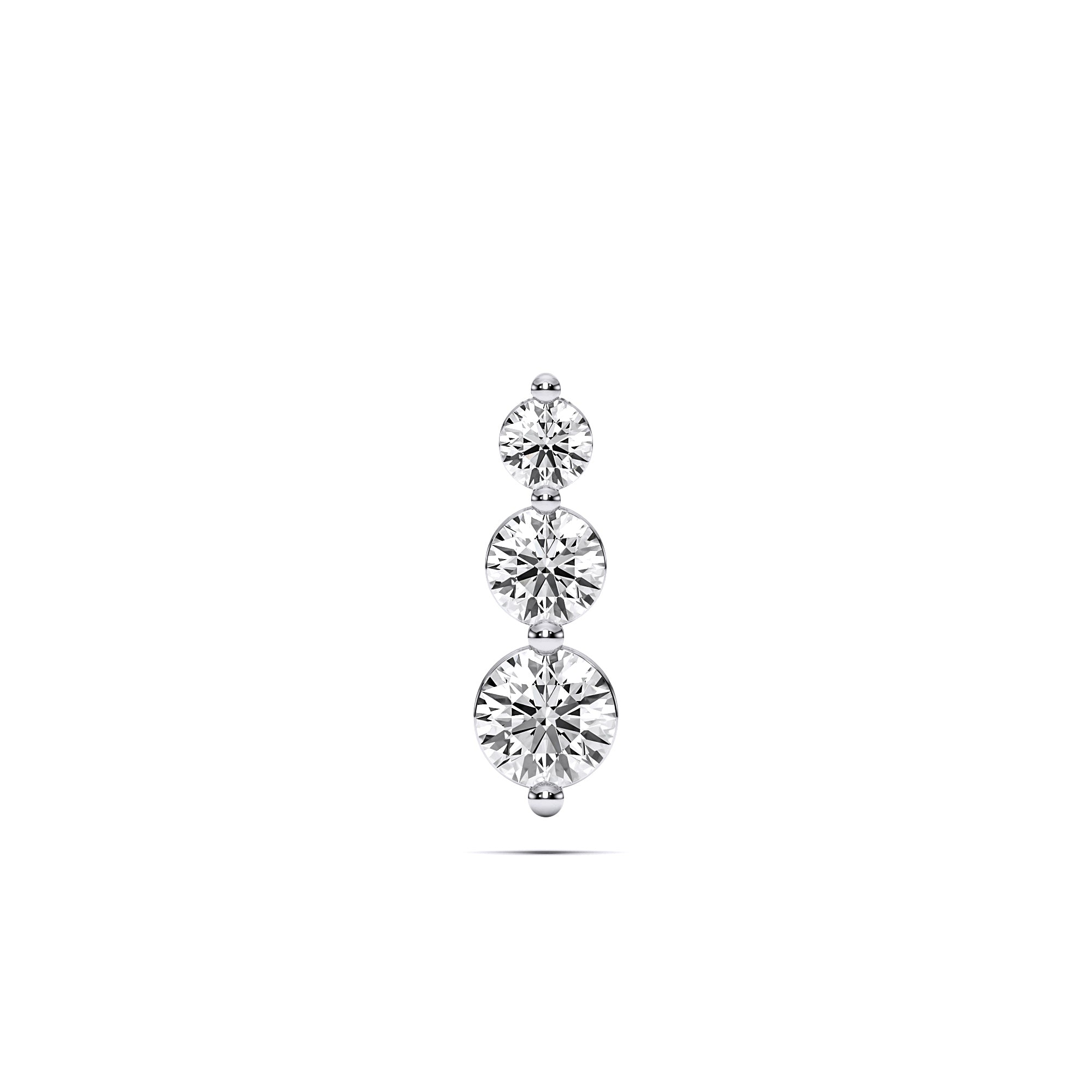 Womens | Graduating Pendant Necklace | 14K White Gold | 3 CTW Round Cut Lab Grown Diamond | F-SI