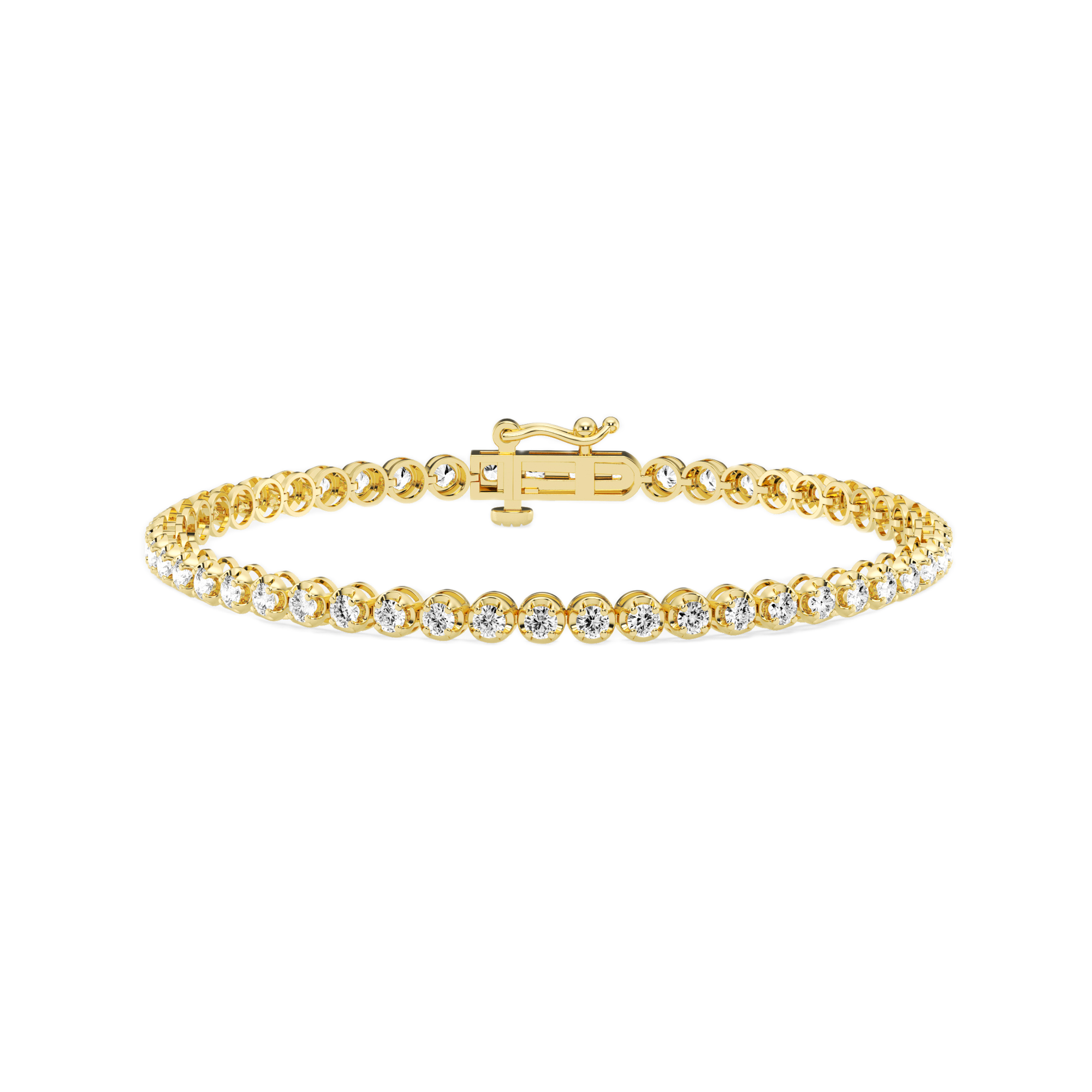 Womens | Tennis Bracelet | 14K Yellow Gold | 2 CTW Round Cut Lab Grown Diamond | E-VS1