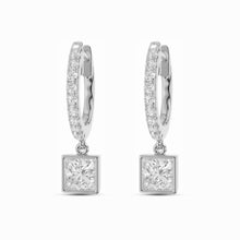 Womens | Dangle Drop Earrings | 14K White Gold | 1 CTW Princess Cut Lab Grown Diamond | F-VS
