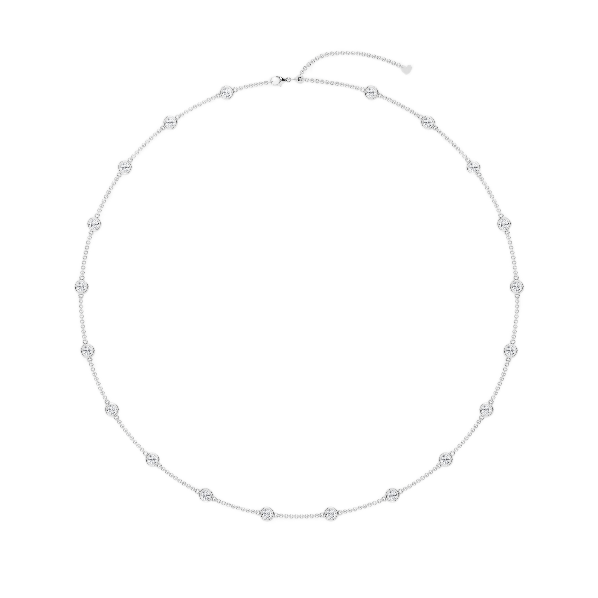 Womens | Station Necklace | 14K White Gold | 3.75 CTW Round Cut Lab Grown Diamond | F-VS2