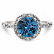 Womens | Side Stone Solitaire Engagement Ring | 14K White Gold | 2.50 CTW Round Cut Lab Grown Diamond | Blue-VS1