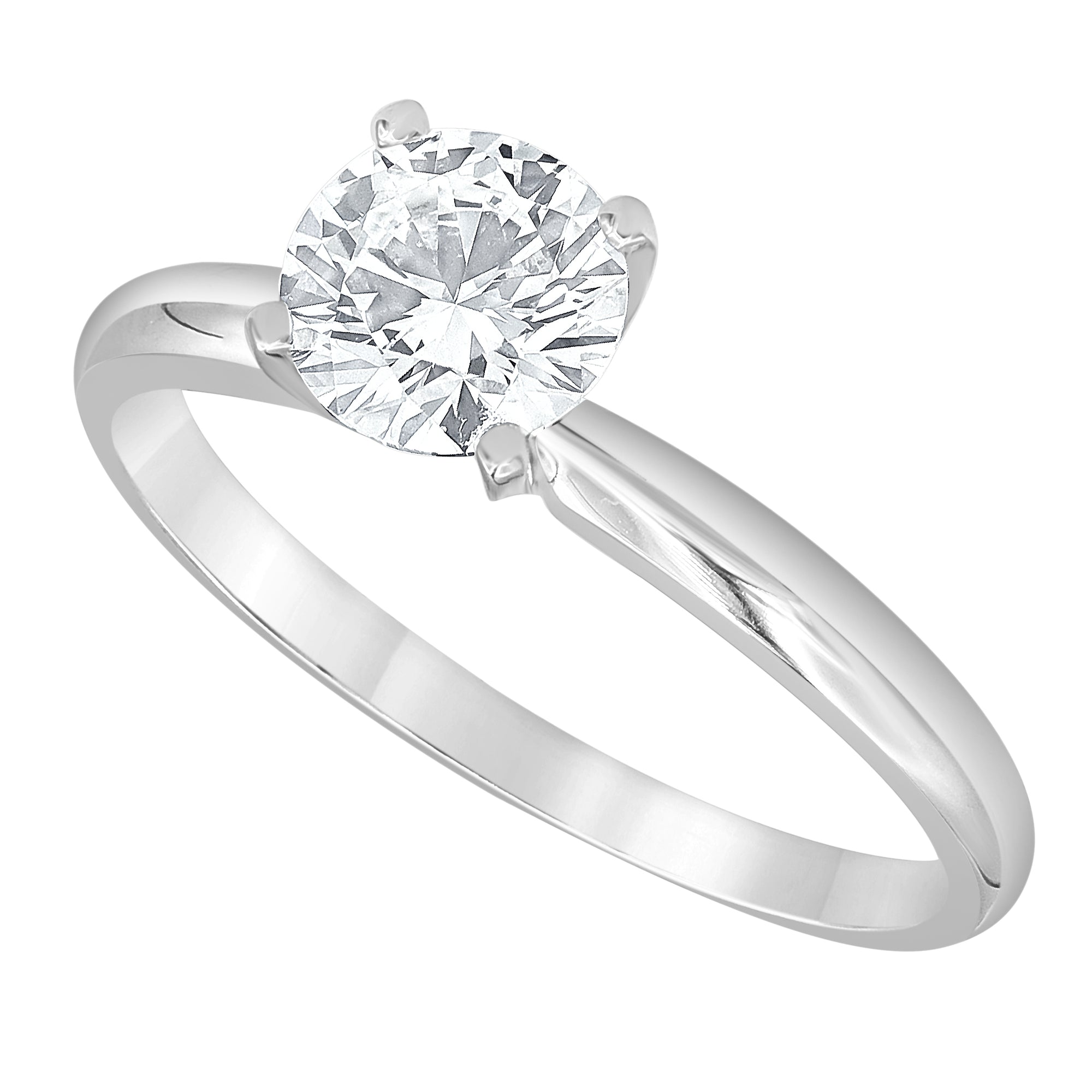 Womens | Solitaire Engagement Ring - II | 14K White Gold | 1 CTW Round Cut Lab Grown Diamond | G-VS