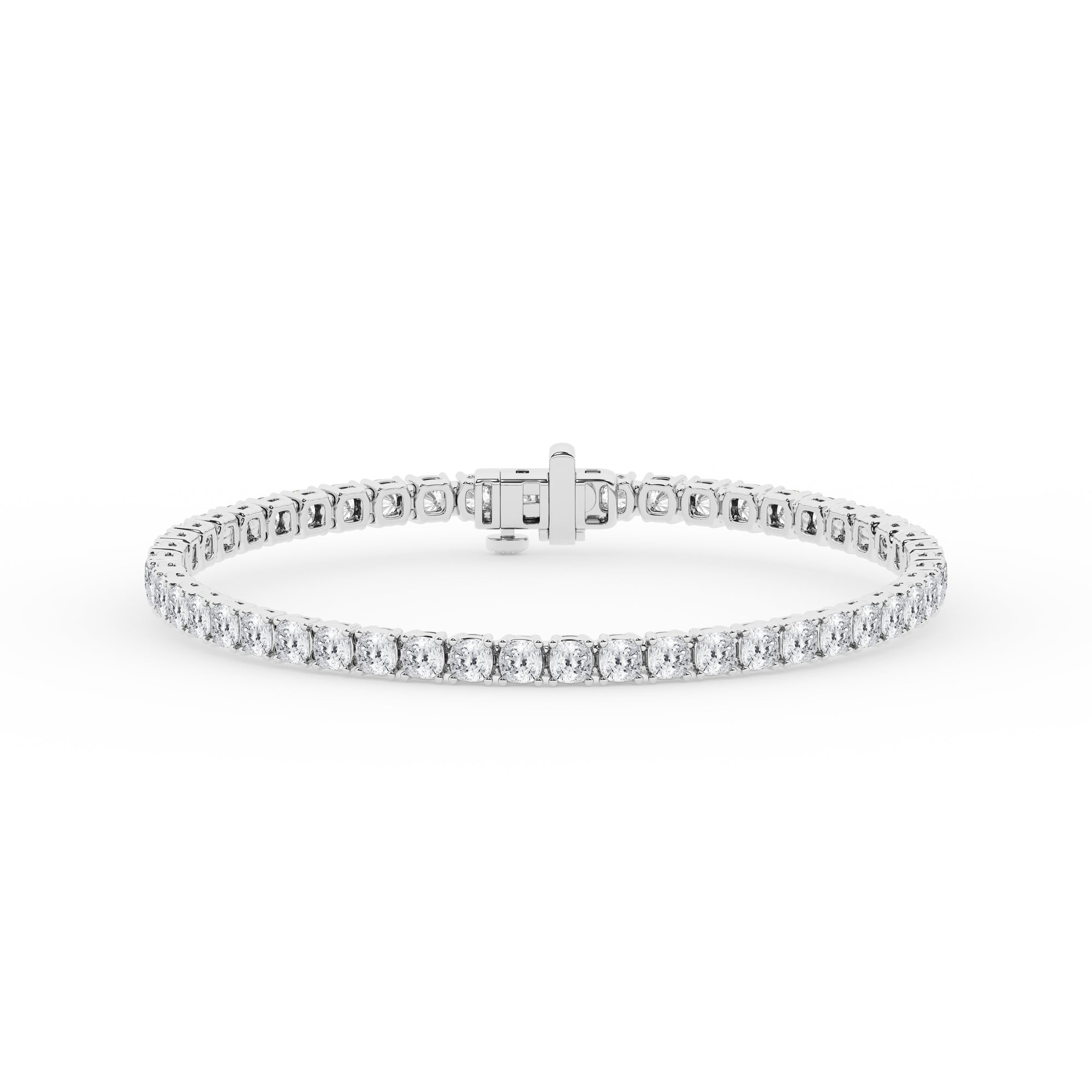 Womens | Tennis Bracelet | 14K White Gold | 8.25 CTW Cushion Cut Lab Grown Diamond | G-VS-SI1