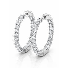 Womens | Hoop Earrings | 14K White Gold | 2 CTW Round Cut Lab Grown Diamond | F-VS