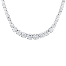 Womens | Tennis Necklace | 14K White Gold | 20 CTW Round Cut Lab Grown Diamond | F-VS