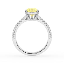 Womens | Halo Split Shant Engagement Ring | 14K White Gold | 2.45 CTW Pear Cut Lab Grown Diamond | Yellow-VS1
