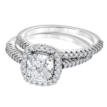 Womens | Bridal Set | 14K White Gold | 2 CTW Cushion Cut Lab Grown Diamond | G-VS