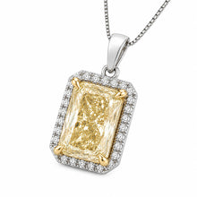 Womens | Halo Solitaire Pendant Necklace | 14K Two Tone Gold | 6 CTW Radiant Cut Lab Grown Diamond | Yellow-VS1