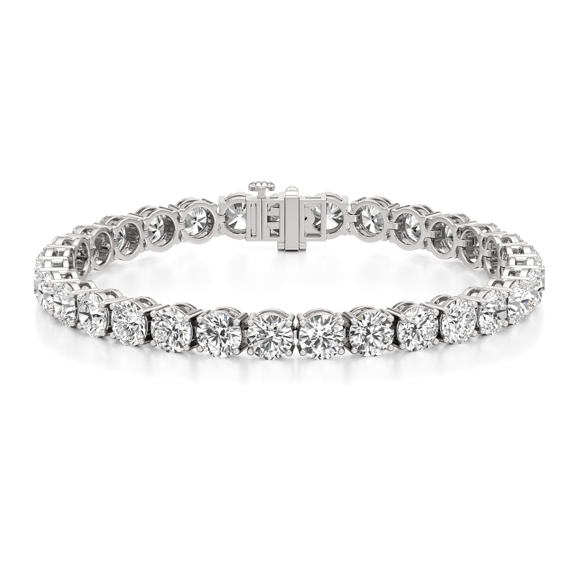 Womens | Tennis Bracelet - II | 14K White Gold | 15 CTW Oval Cut Lab Grown Diamond | G-VS
