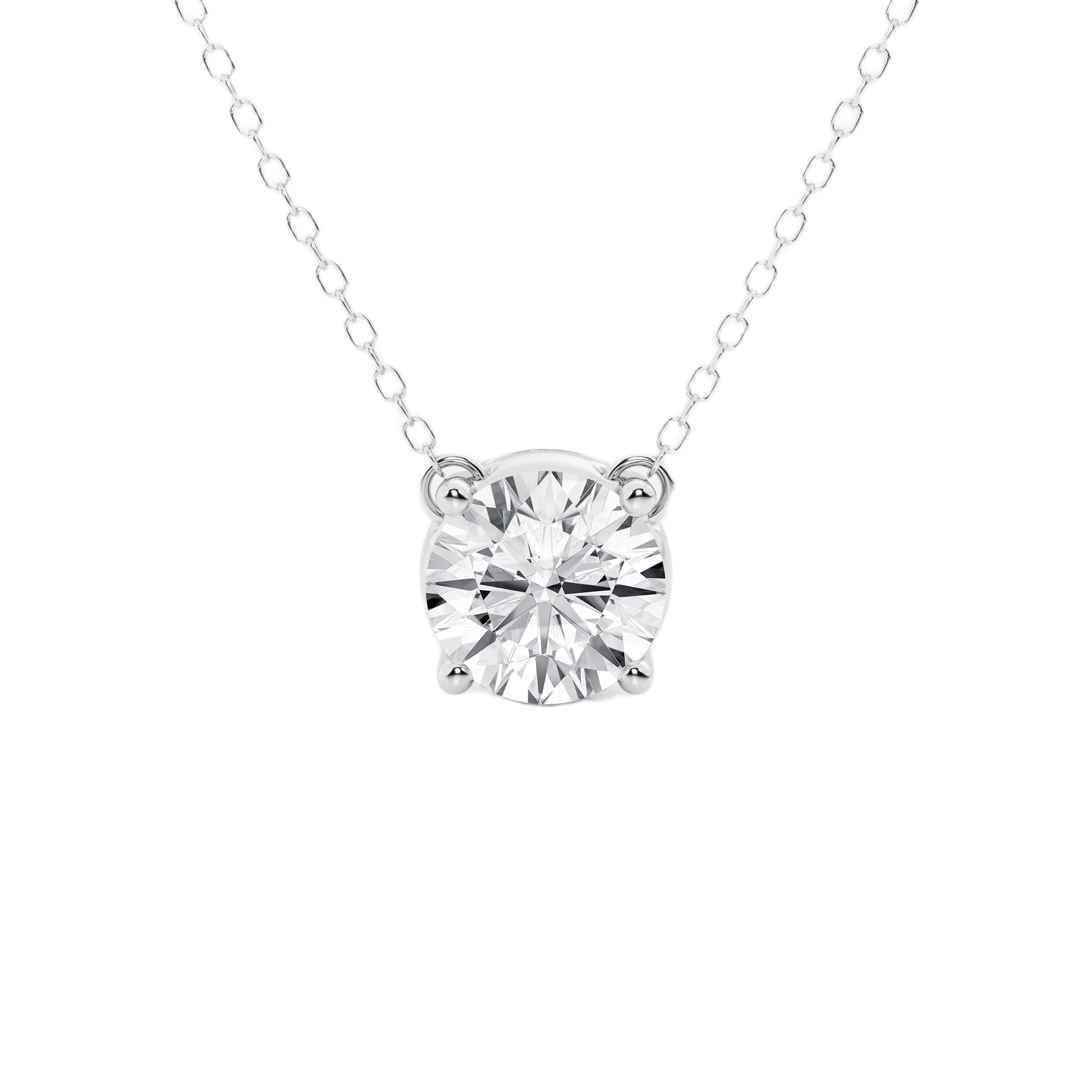 Womens | Solitaire Pendant Necklace | 14K White Gold | 1.50 CTW Round Cut Lab Grown Diamond | G-VS