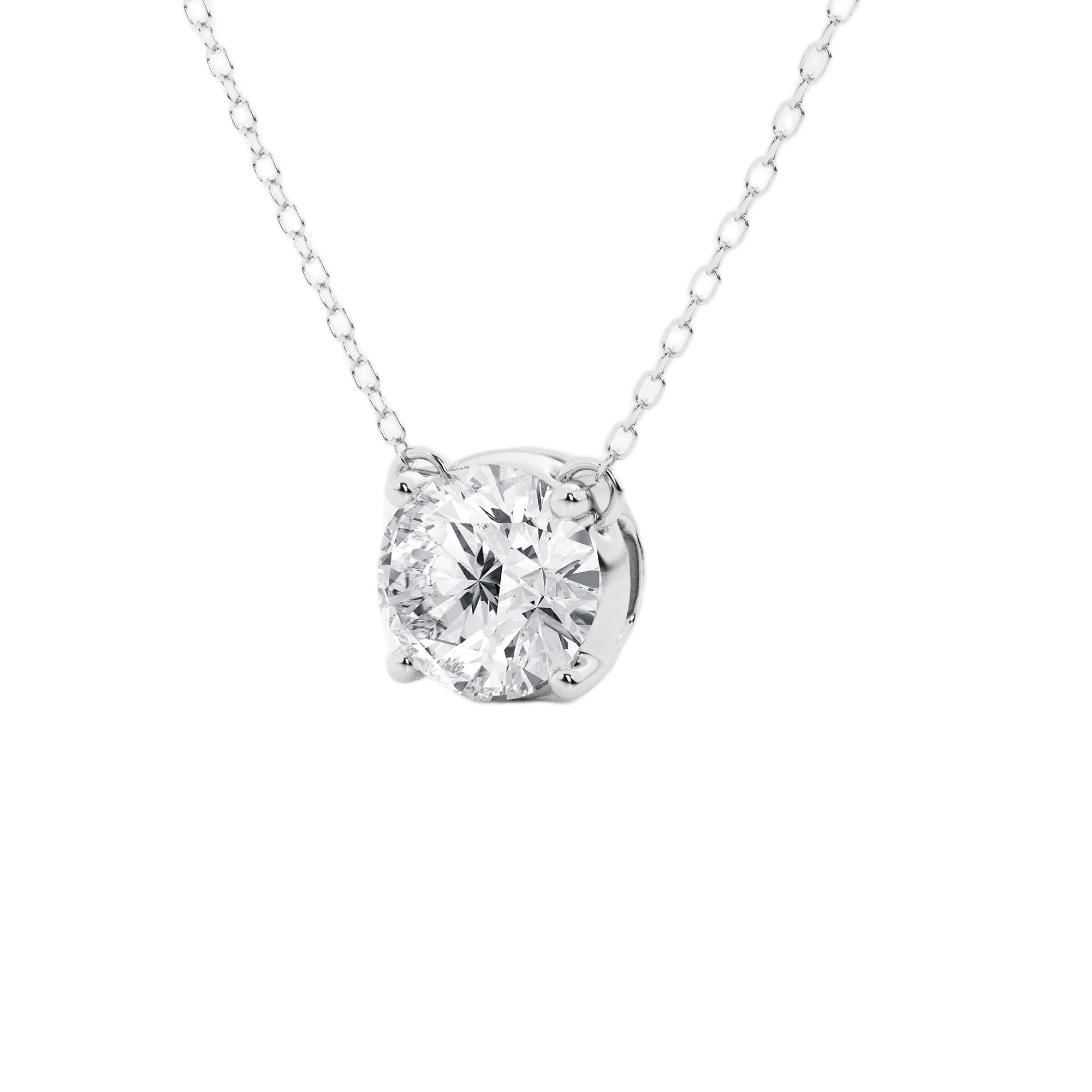 Womens | Solitaire Pendant Necklace | 14K White Gold | 1.50 CTW Round Cut Lab Grown Diamond | G-VS