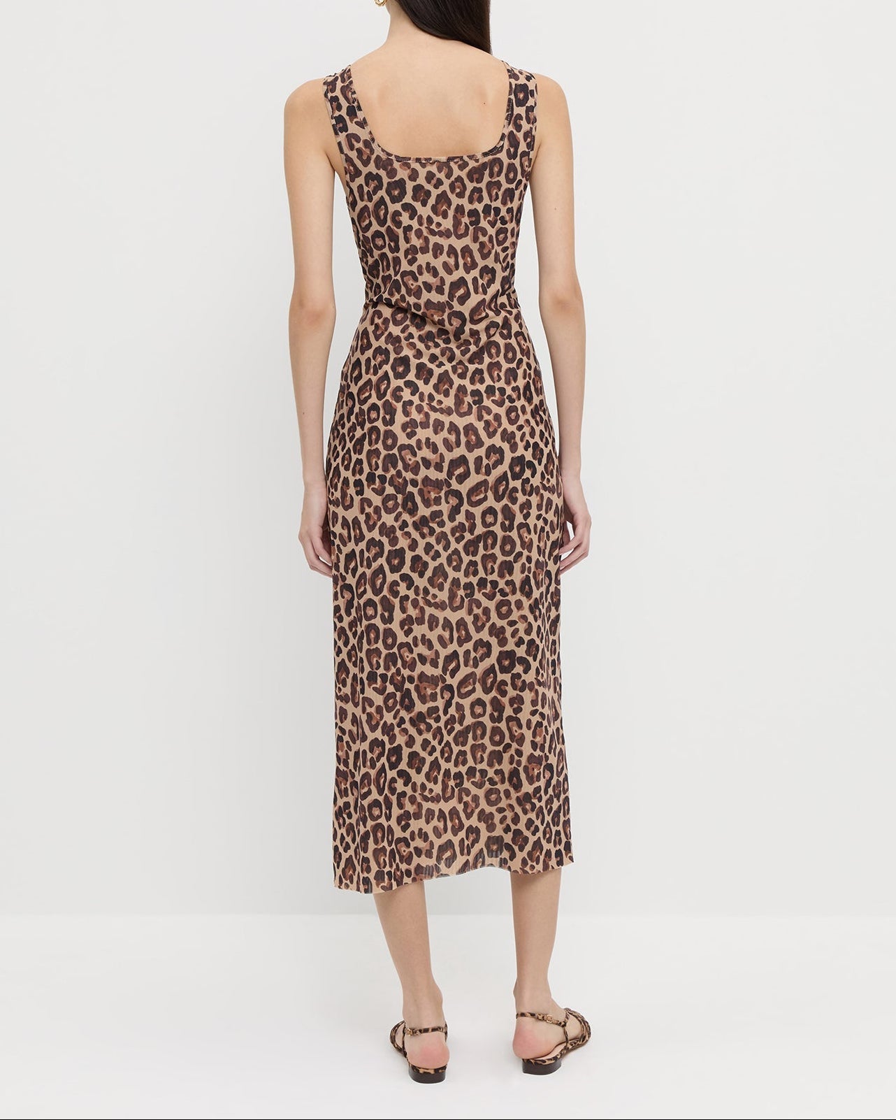 Kiera Dress in mesh leopard and Devon Leopard Slingback Sandal.