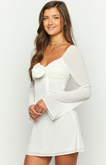 Kadence Chiffon Long Sleeve Mini Dress | White
