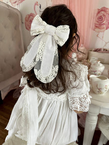 Katherine Linen Hair Bow | White