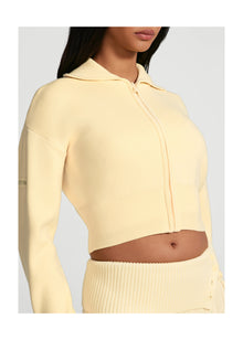 Knit Cropped Zip-Up Jacket | Lemon Meringue