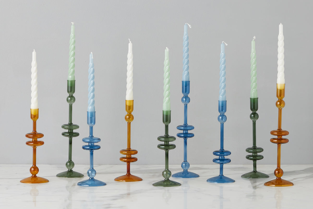 Lacquered Twisted Taper Candles | White | Set of 6