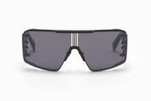 Unisex | Le Masque Sunglass | Matte Black - Black Crystal - Side Lens w /PB Pattern | Dark Grey w/ Black Mirror