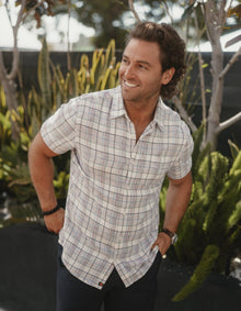 Men | Freshwater Short Sleeve Button Up Shirt | Clear Sky Plaid