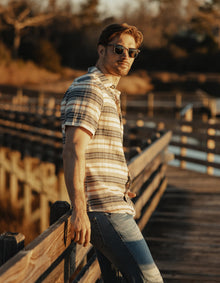 Men | Freshwater Short Sleeve Button Up Shirt | Adobe Rose Stripe