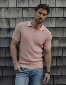 Men | Robles Textured Knit Polo | Dusty Rose