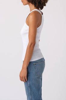 AMO Denim Long Rib Tank White