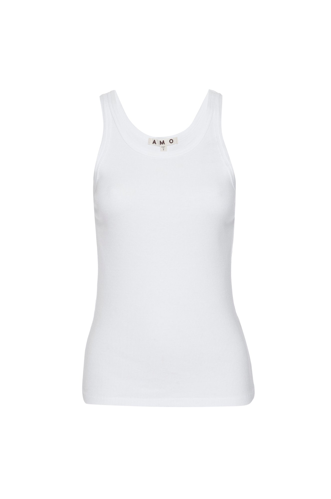 AMO Denim Long Rib Tank White