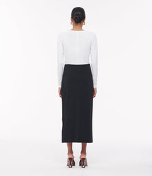 Another Tomorrow Long Sleeve Fitted Tee in White – Cotton Women's Top