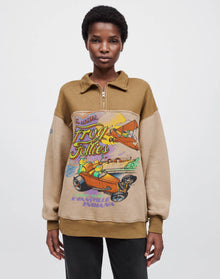 Womens | Upcycled 80s Oversized Half Zip | Assorted Caramel