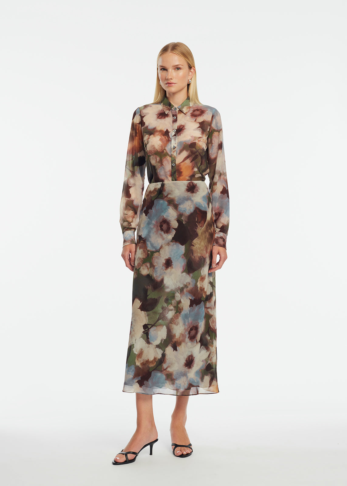 Floral Printed Chiffon Sophie Skirt | Cactus Multi