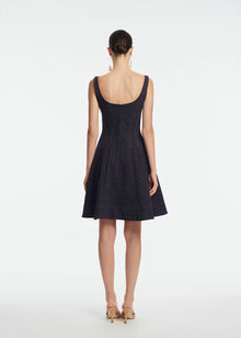 Stretch Denim Seamed Dress | Midnight