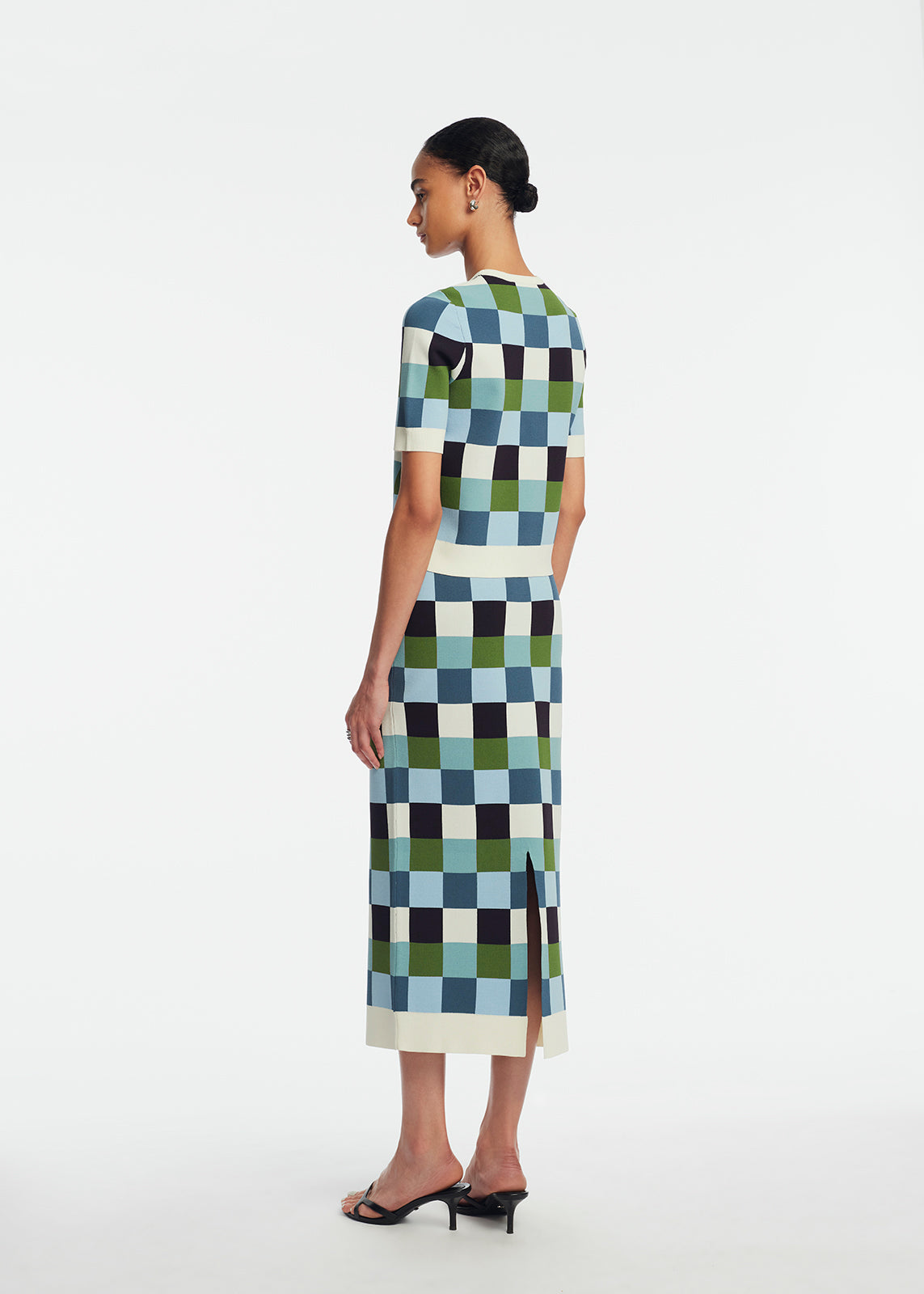 Box Jacquard Knit Pencil Skirt | Mallard Multi