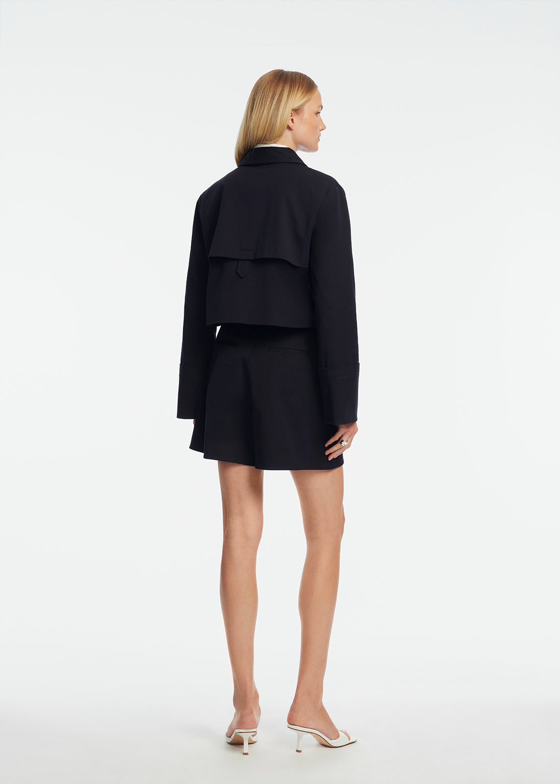 Stretch Cotton Cropped Jacket | Navy