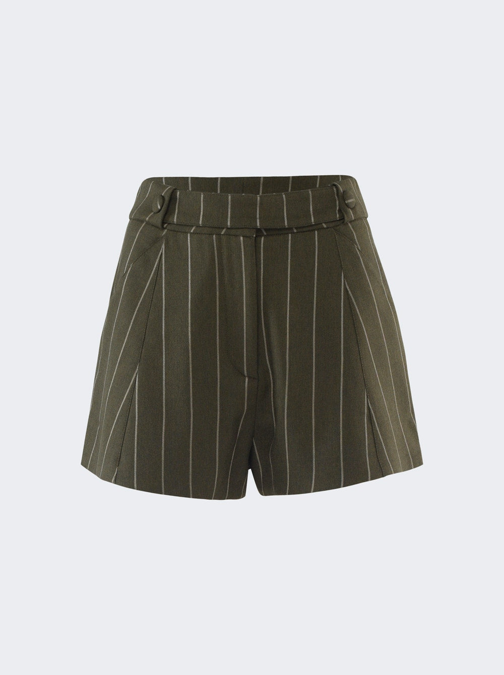 Women | La Semaine | Short | Military Green & Cream Pinstripe
