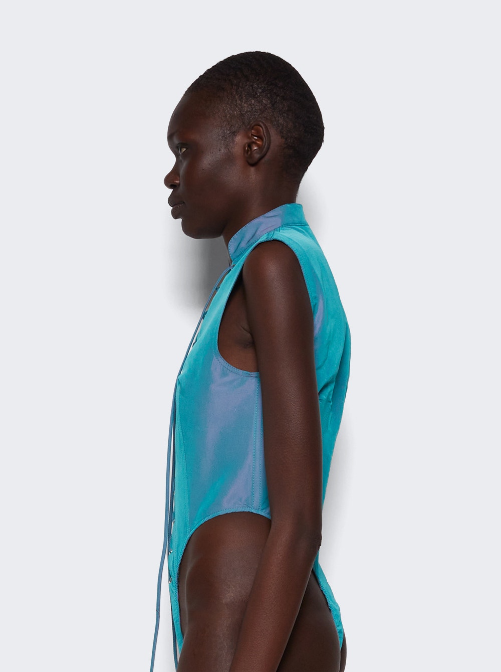 Women | LaQuan Smith | Utility Lace-up Bodysuit | Aqua